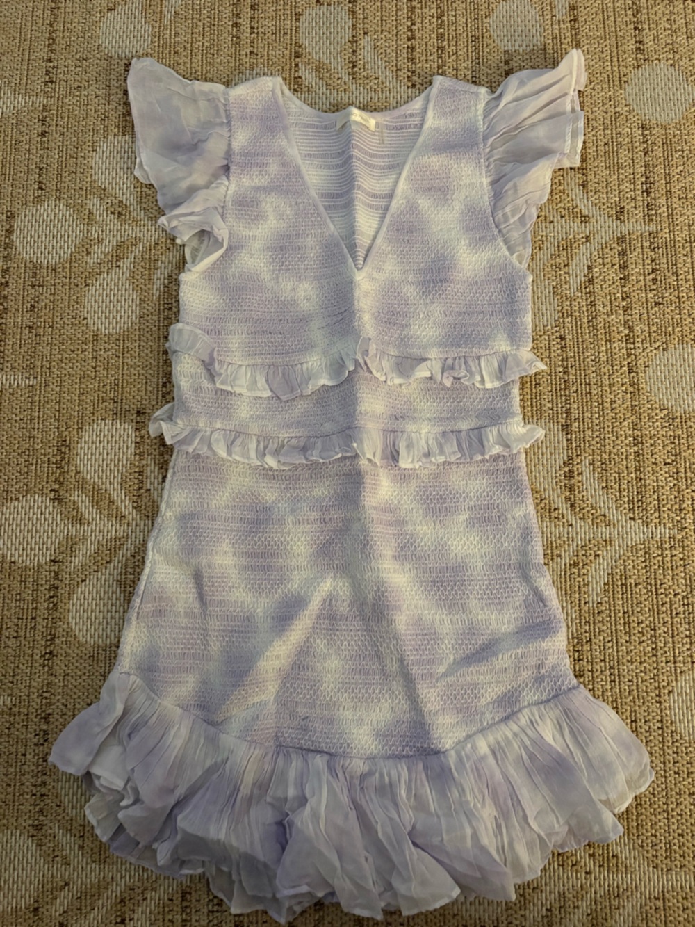 LoveShackFancy Lavender Ruffle Mini Dress
